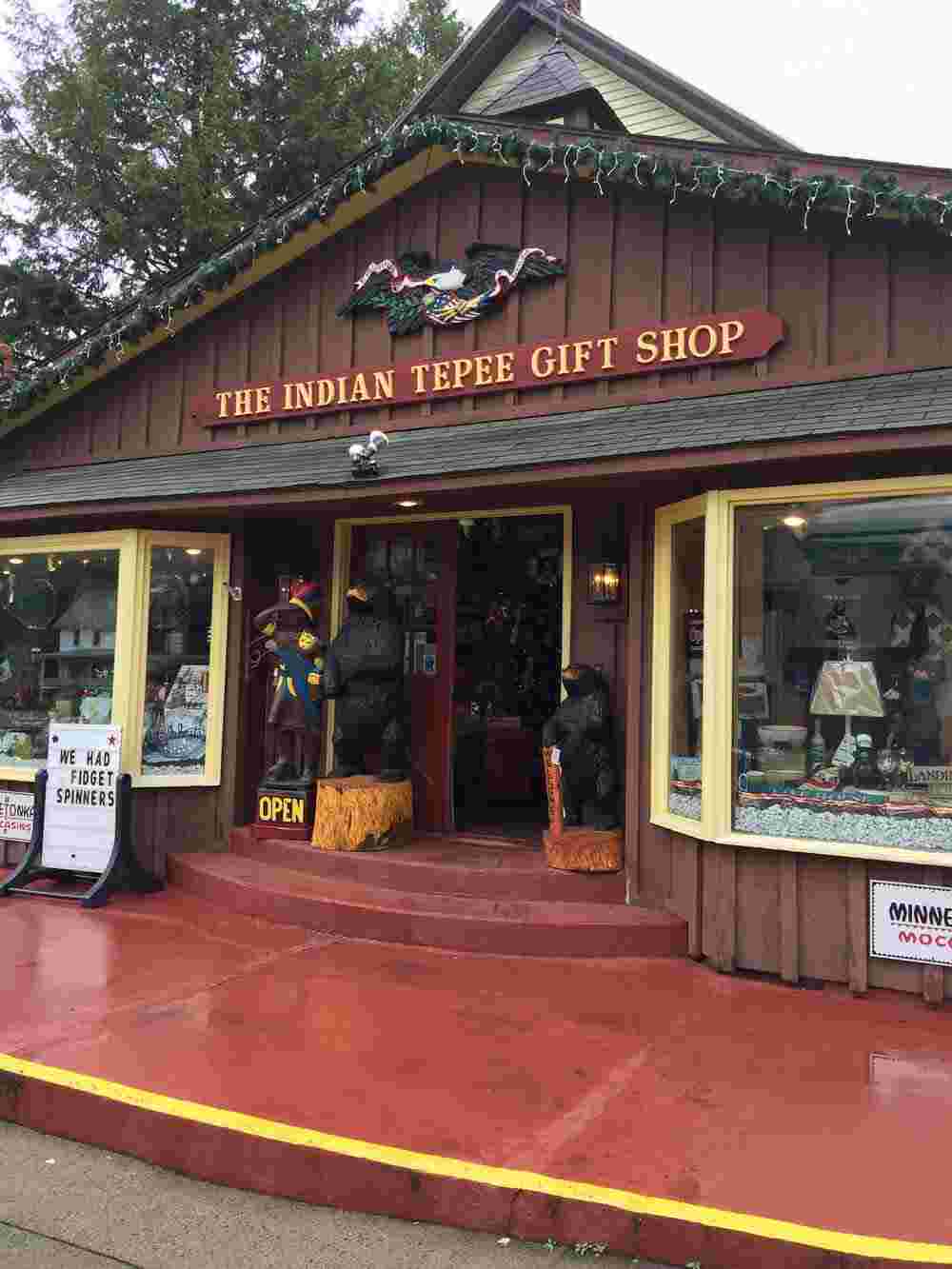 An exterior view of the Indian Tepee Gift Shop.
