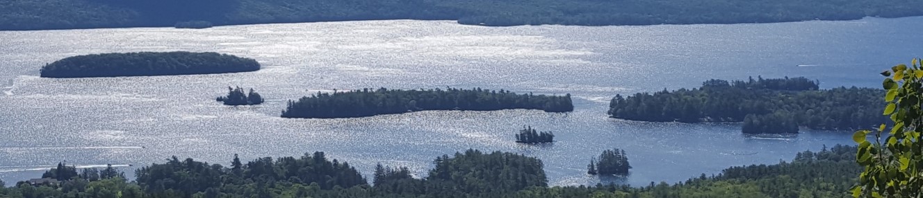 looking out over lake george at sunrise